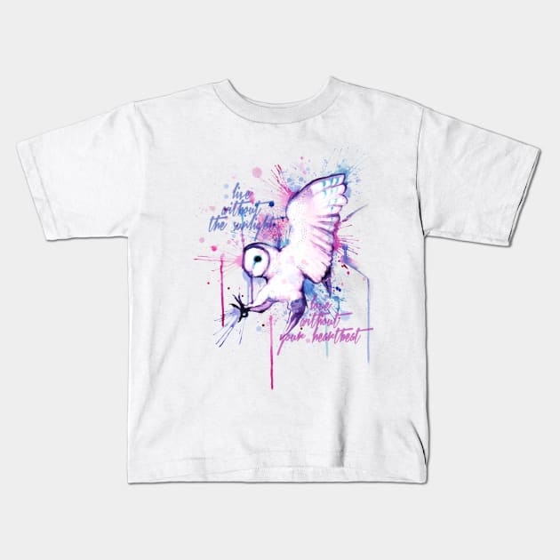 Live Without The Sunlight Owl Kids T-Shirt by LVBart